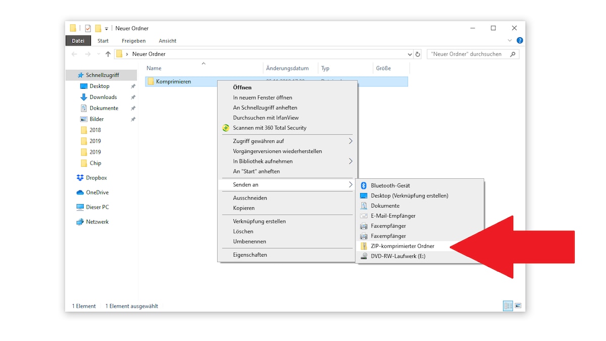 Compress attachment into ZIP file