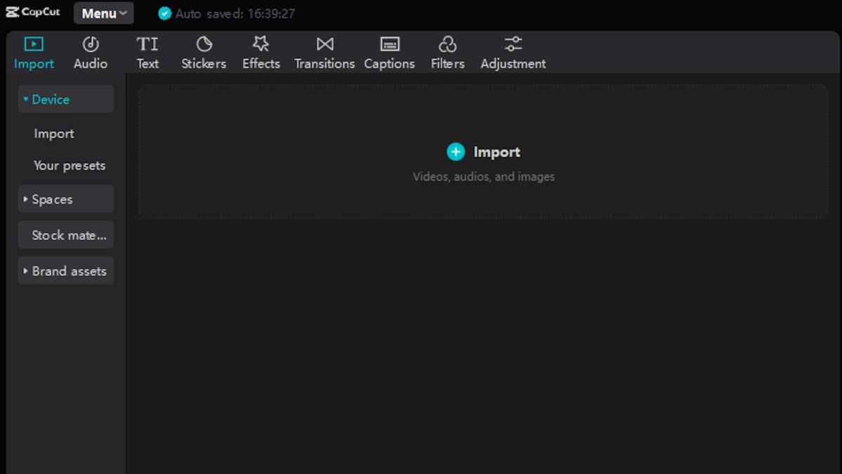 The first step to creating your CapCut template is to import the required media files into the program