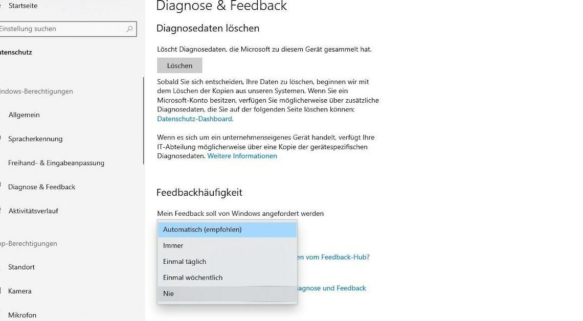 Windows 10: How to disable feedback function