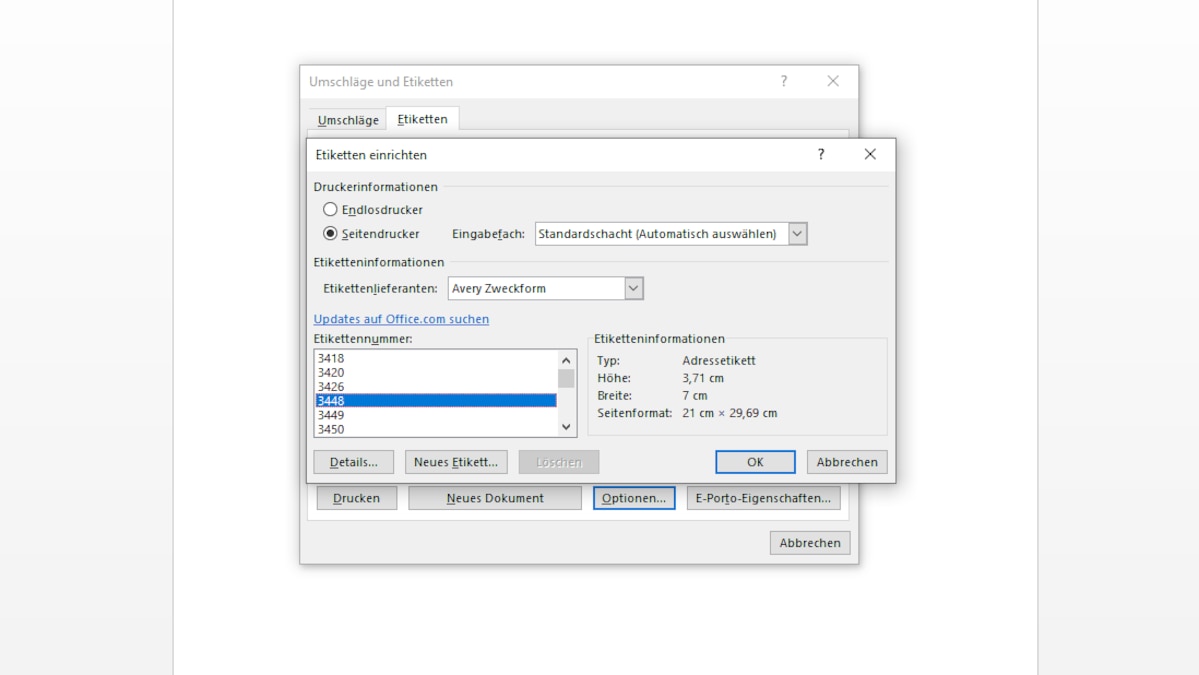 Step 3: Selecting the right label format