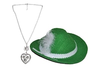 Carnival clothesOktoberfest hat Bavaria Tyrolean hat Seppel hat ladies green made of felt INCL necklace