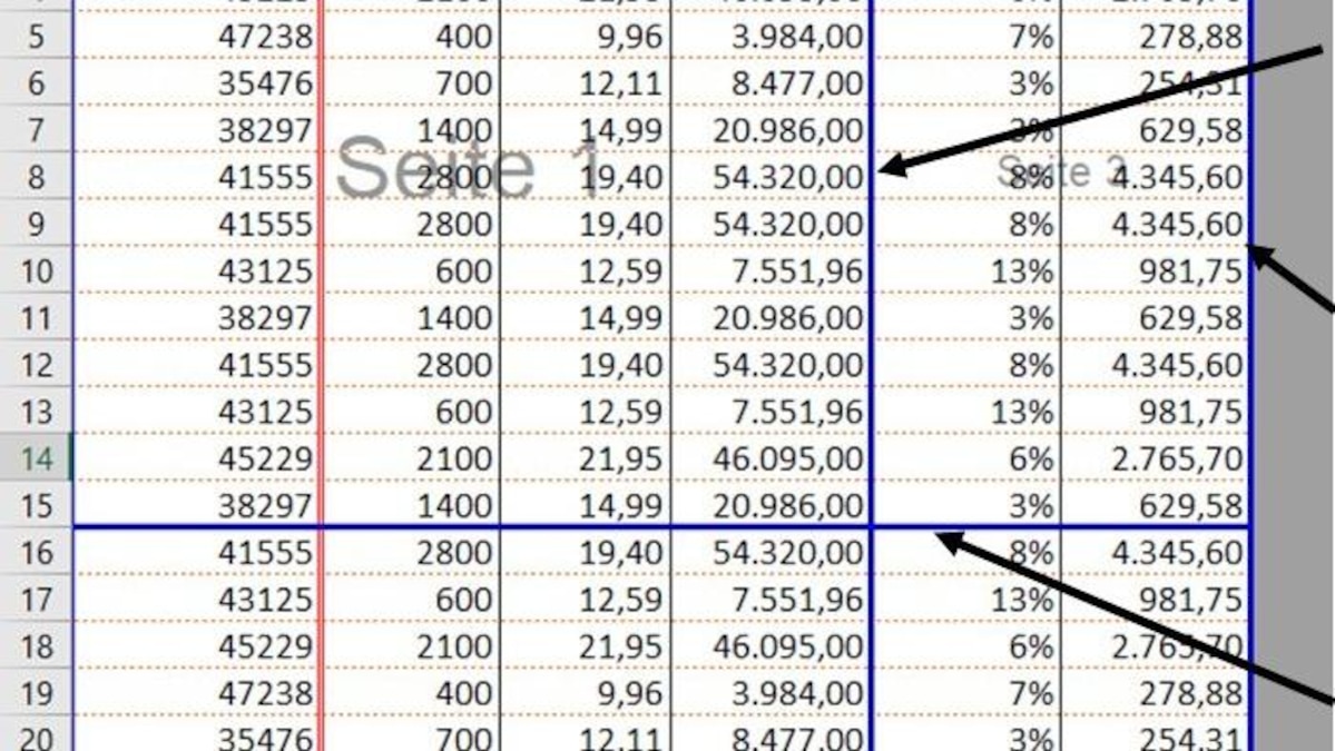 A manual page break in Excel can be moved with the mouse (Figure 1).