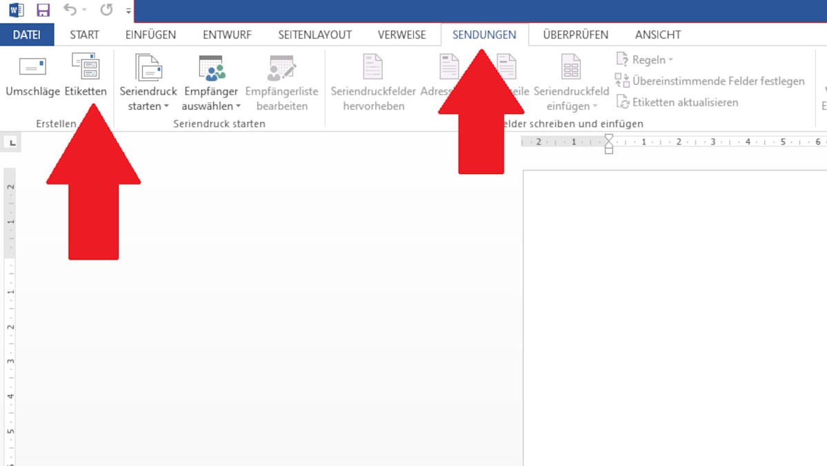 Step 1: Open the labels function in Word - this is where you start creating the labels.