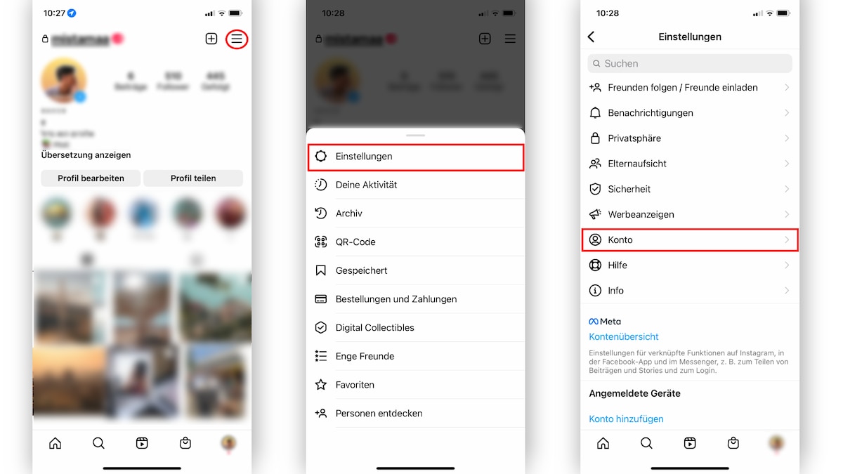 To delete your Instagram account via the app, you must first navigate to the settings