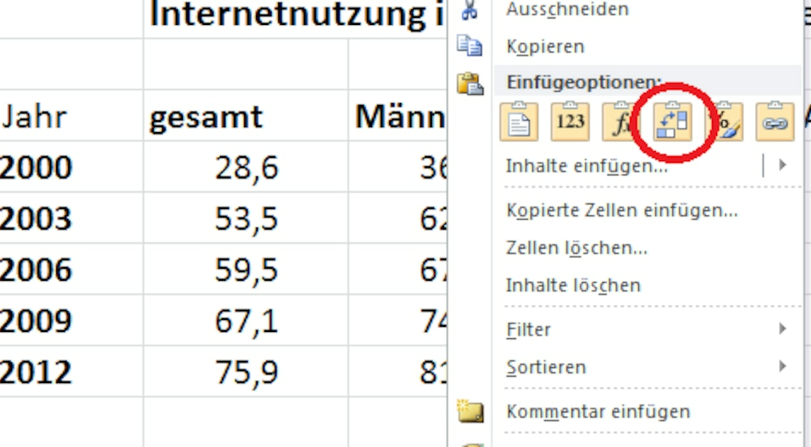 Excel: Rotate table