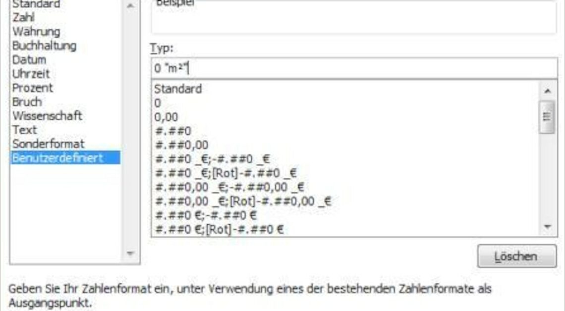 Excel: Using square meters and cubic meters