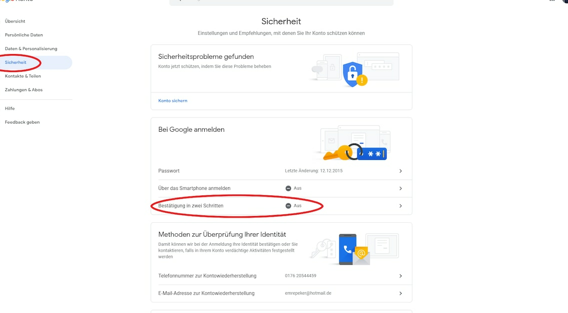 Google: Enable two-step verification